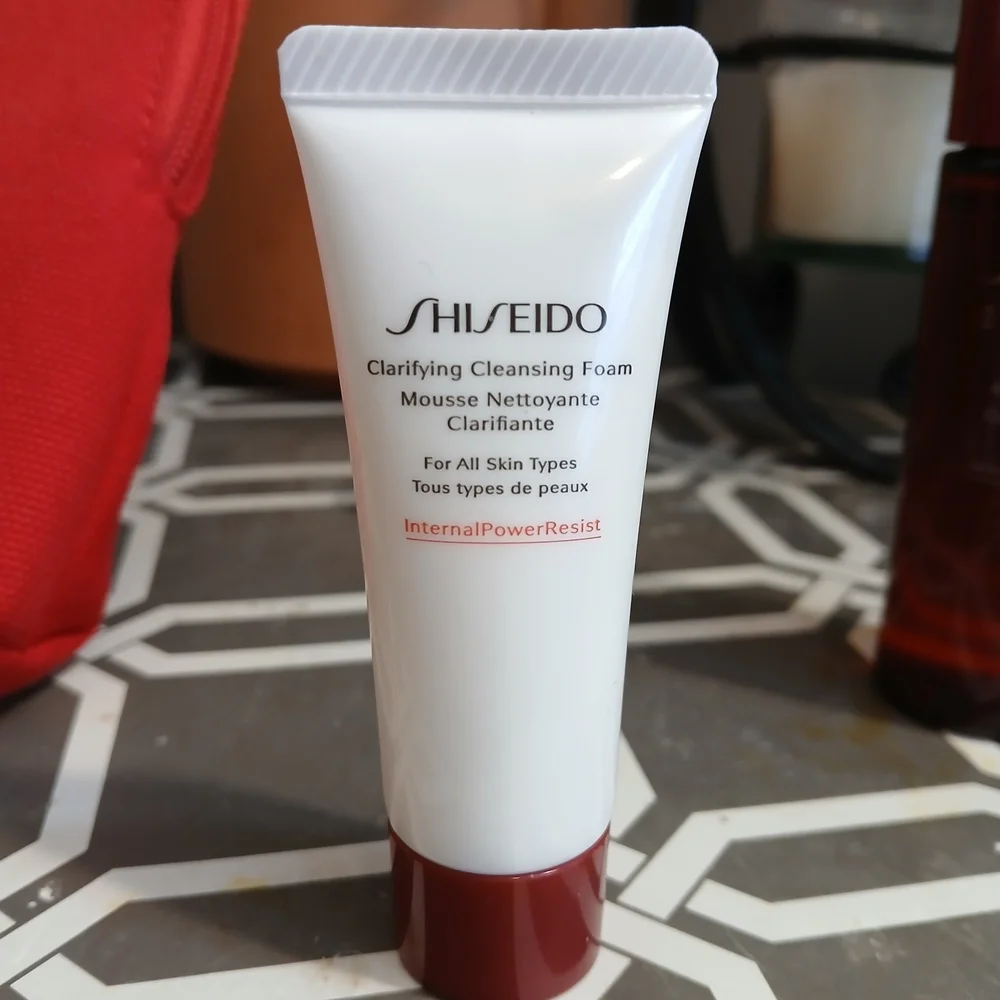 Shiseido Skincare Trio with Pink Red Cosmetic Pouch